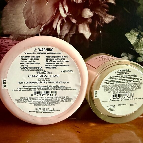 NEW 2-Pc CHAMPAGNE TOAST 3-Wick Candle and Single Wick Candle Bath & Body Works - Picture 3 of 4